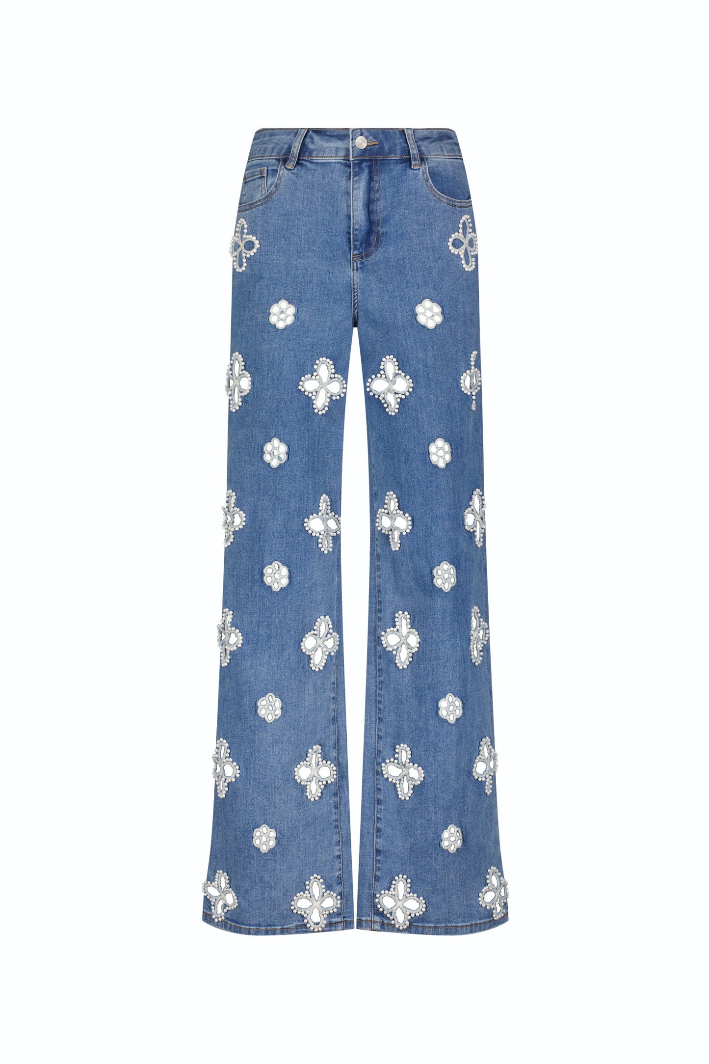 Kaia Pearl High Rise Jean - Medium Blue