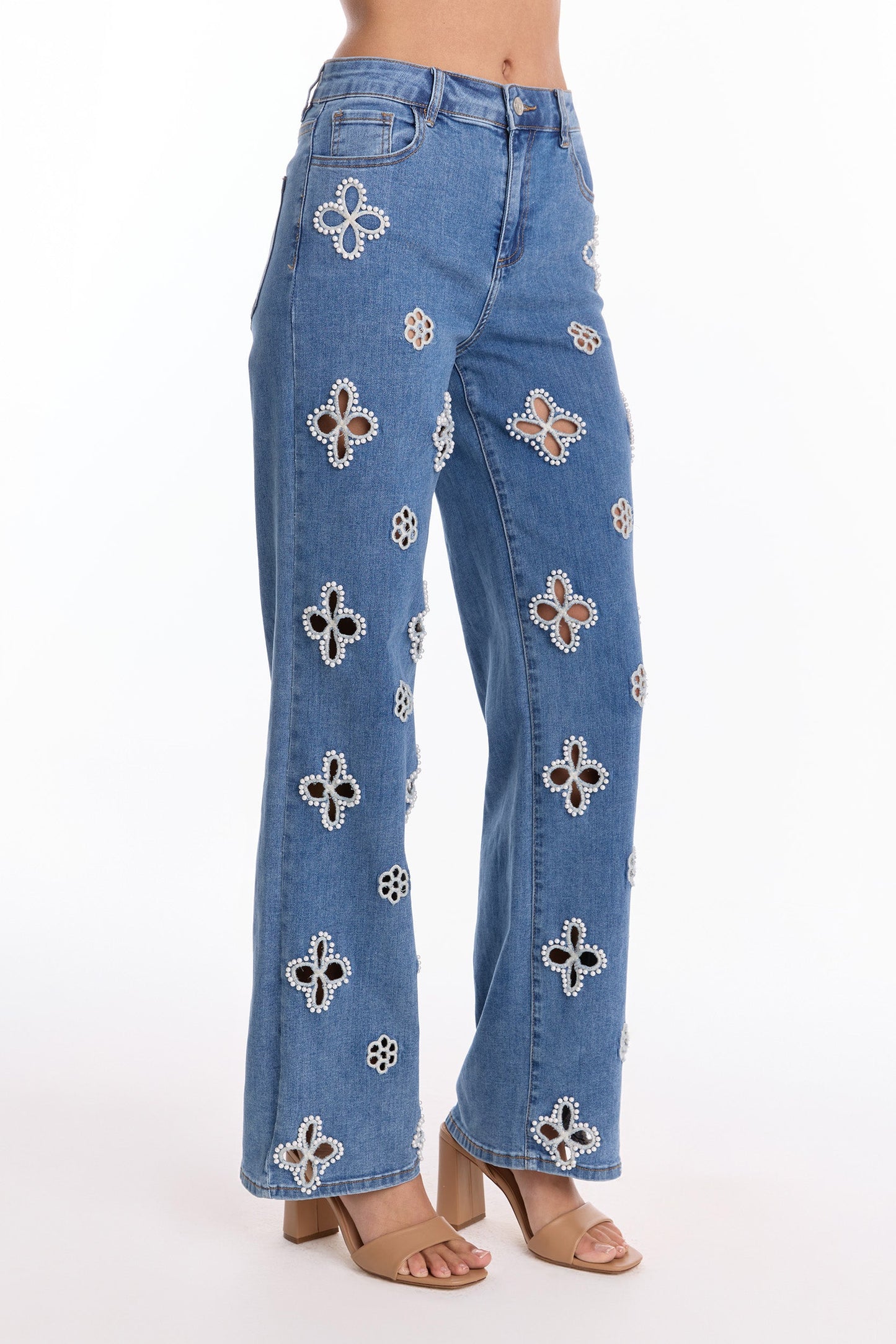 Kaia Pearl High Rise Jean - Medium Blue