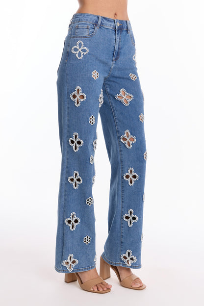 Kaia Pearl High Rise Jean - Medium Blue